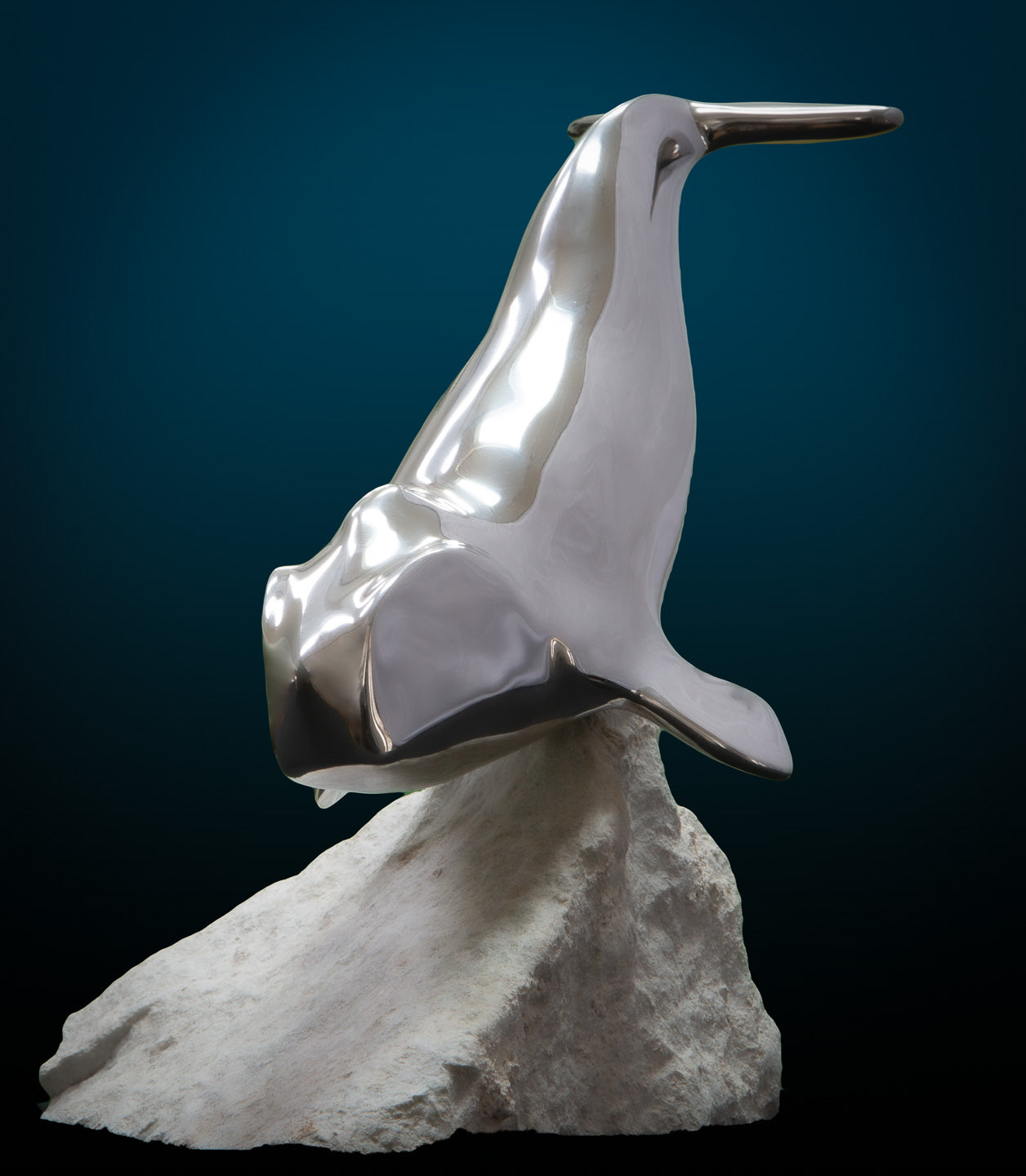 Sculpture Baleine Noire en Aluminium