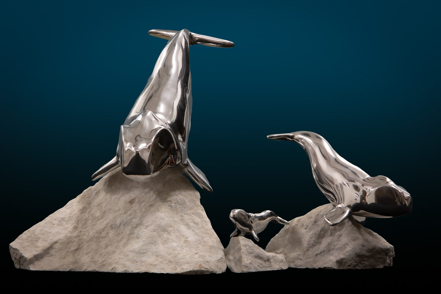 Sculpture Baleine Noire en Aluminium